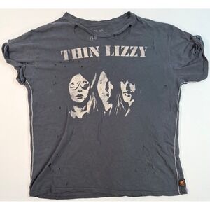 Trunk Ltd Thin Lizzy Distressed Graphic T-Shirt Charcoal Gray Large USA Made